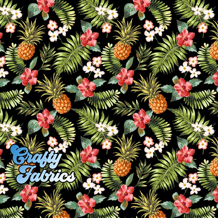 Vintage Tropical Pineapple Fabric Printed Pattern By the Yard