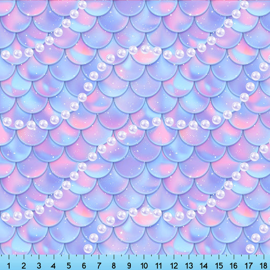 Mermaid Scales Pink Pearls Fabric By the Yard, Half Yard and Fat Quarter