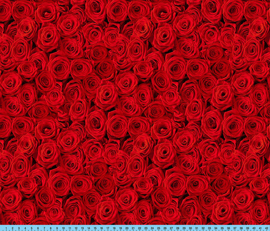 Red Roses Fabric By The Yard, Realistic Red Roses Fabric Printed on the fabric of your choice of Fabrics