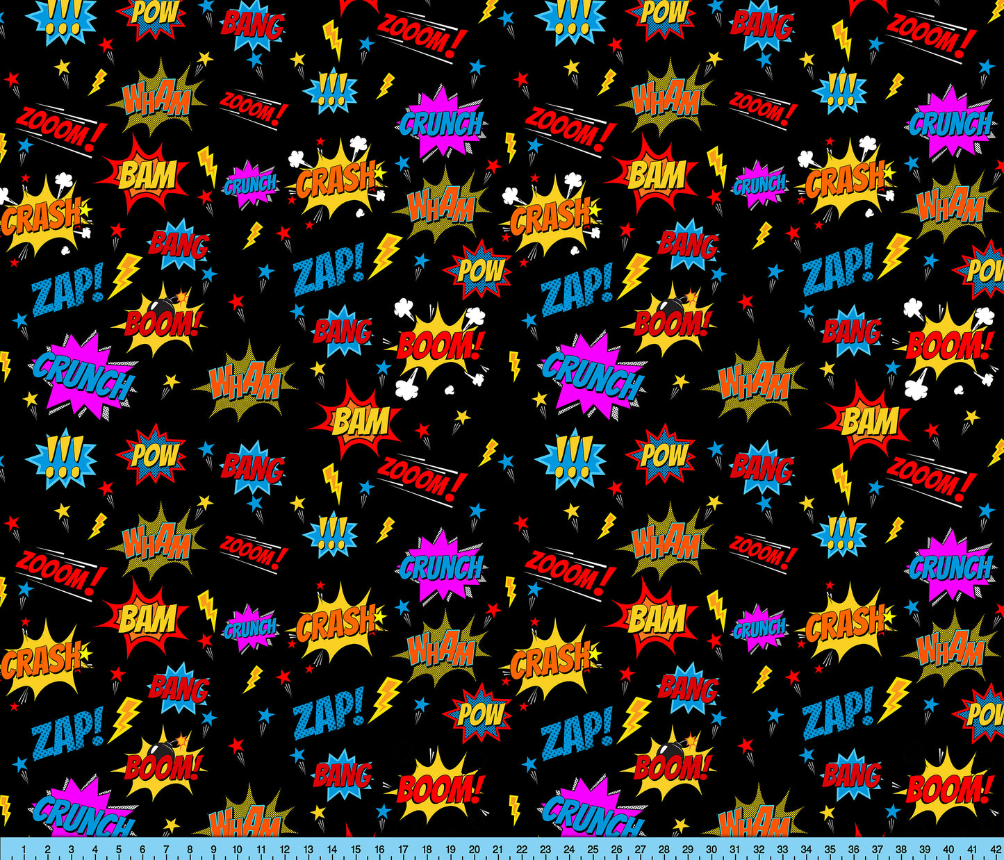 Comic Book Sound Effects Fabric Pattern, Novelty Design Fabric By The Yard