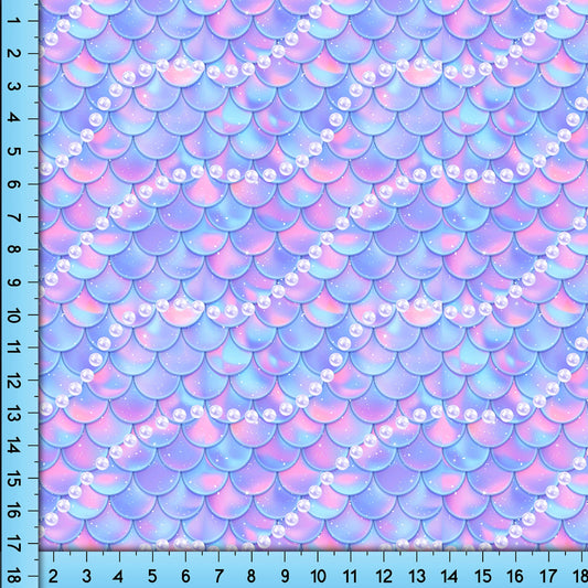 Mermaid Scales Pink Pearls Fabric By the Yard, Printed fabric pattern on quality polyester fabrics