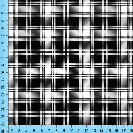 Black White Plaid Print Fabric, Checkered Tartan Lumberjack Plaid Pattern Design Fabric By The Yard