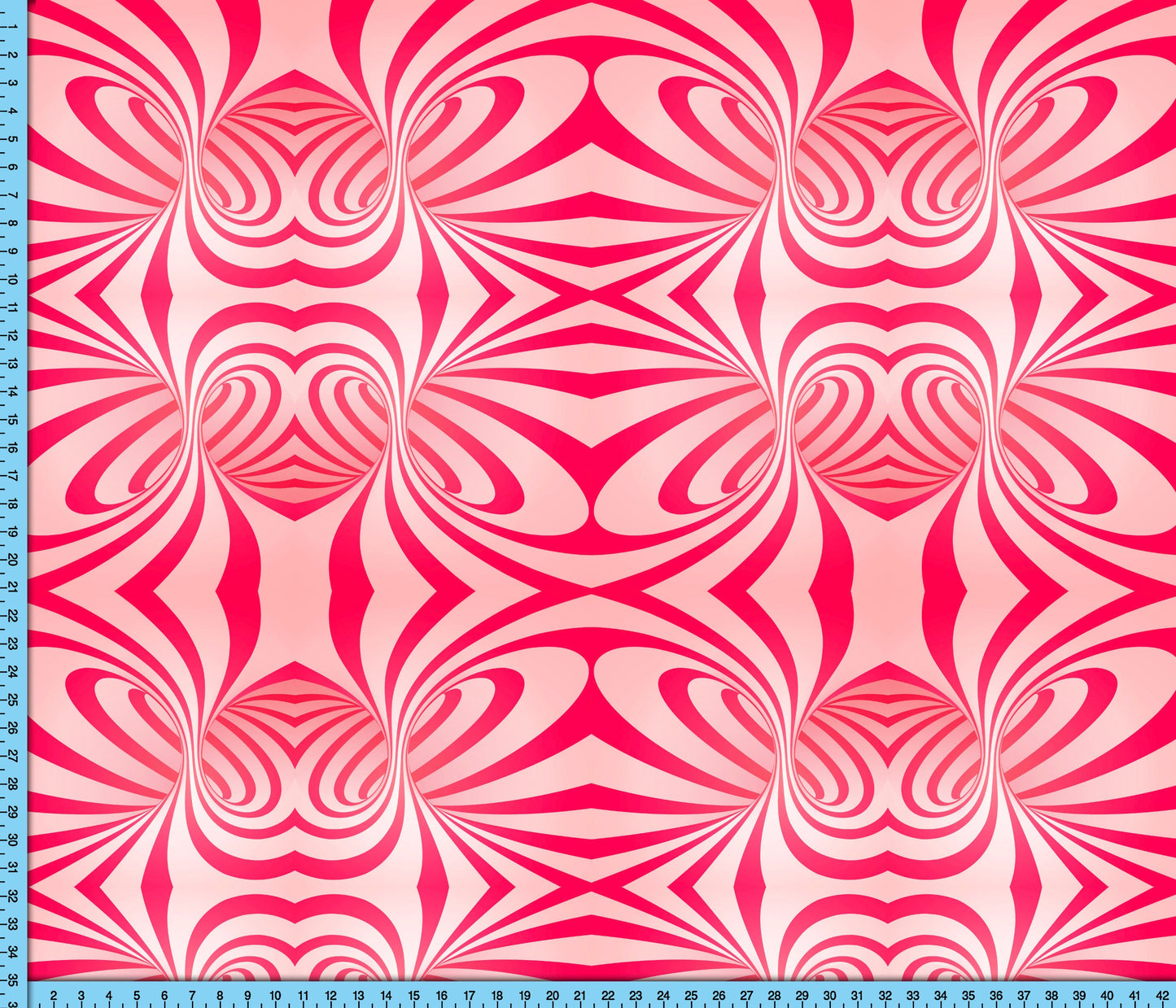 Christmas Candy Cane Fabric Pattern, Spiral OpArt Design Printed By The Yard