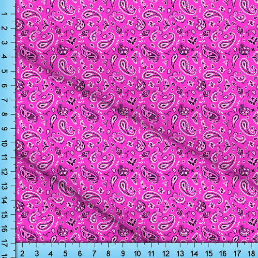 Hot Pink Bandana Paisley Fabric By the Yard, Fuchsia Western Boho Cowgirl Pattern, Womens Headband Summer Fashion Accessory, Headscarf Yoga