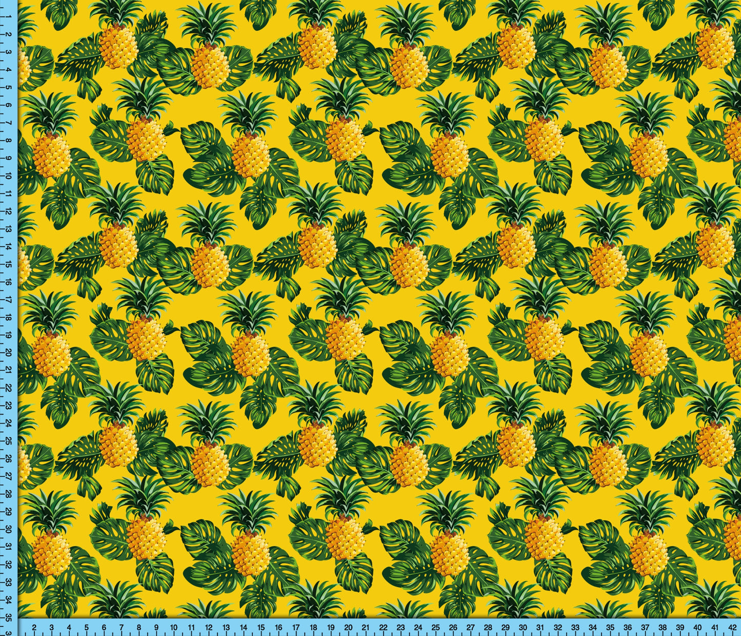Tropical Pineapples Fabric Pattern Printed By the Yard