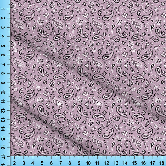 Boho Paisley Fabric By the Yard, Dusty Rose Bandana Pastel Printed Cloth