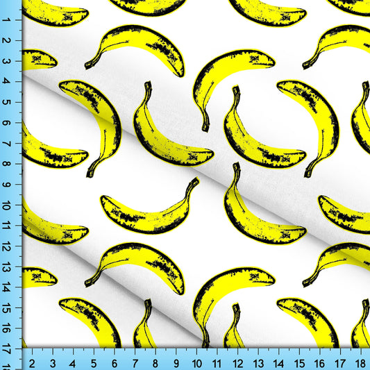Yellow Banana Fabric Printed by the Yard, Pop Art Design for Crafts, Upholstery, Clothing, Tablecloths