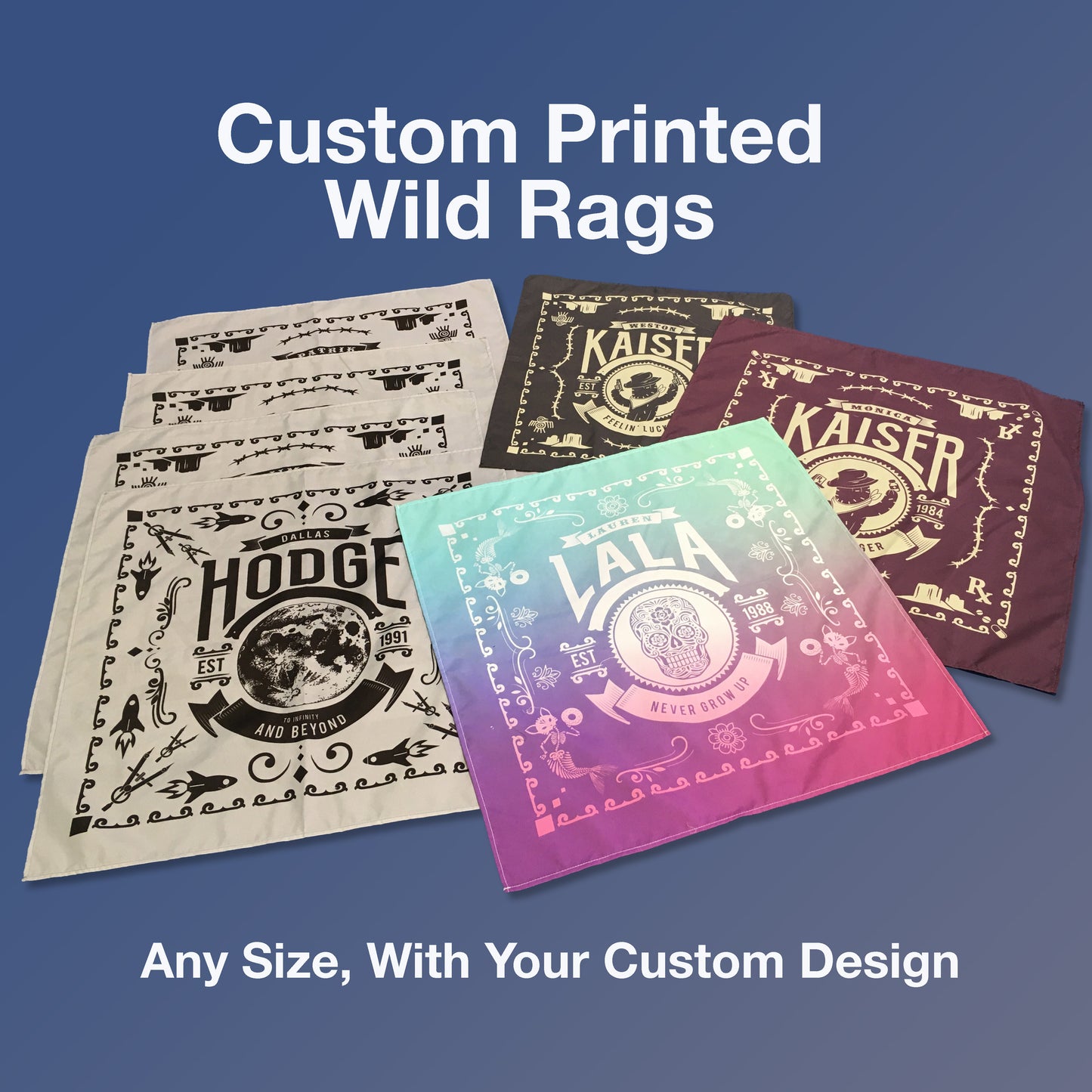 Custom Printed Wild Rags or Scarves