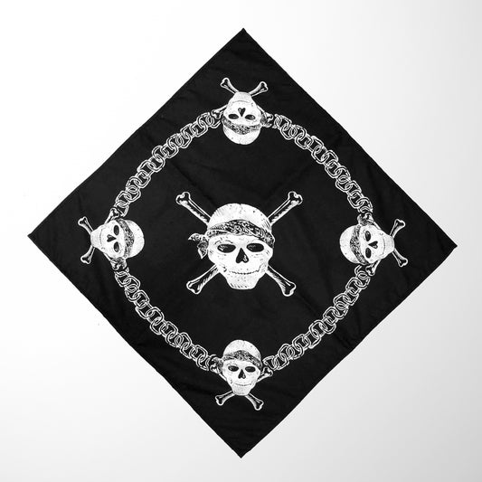 Eddie Munson Black Bandana with Skull and Chains Costume Cosplay Scarf