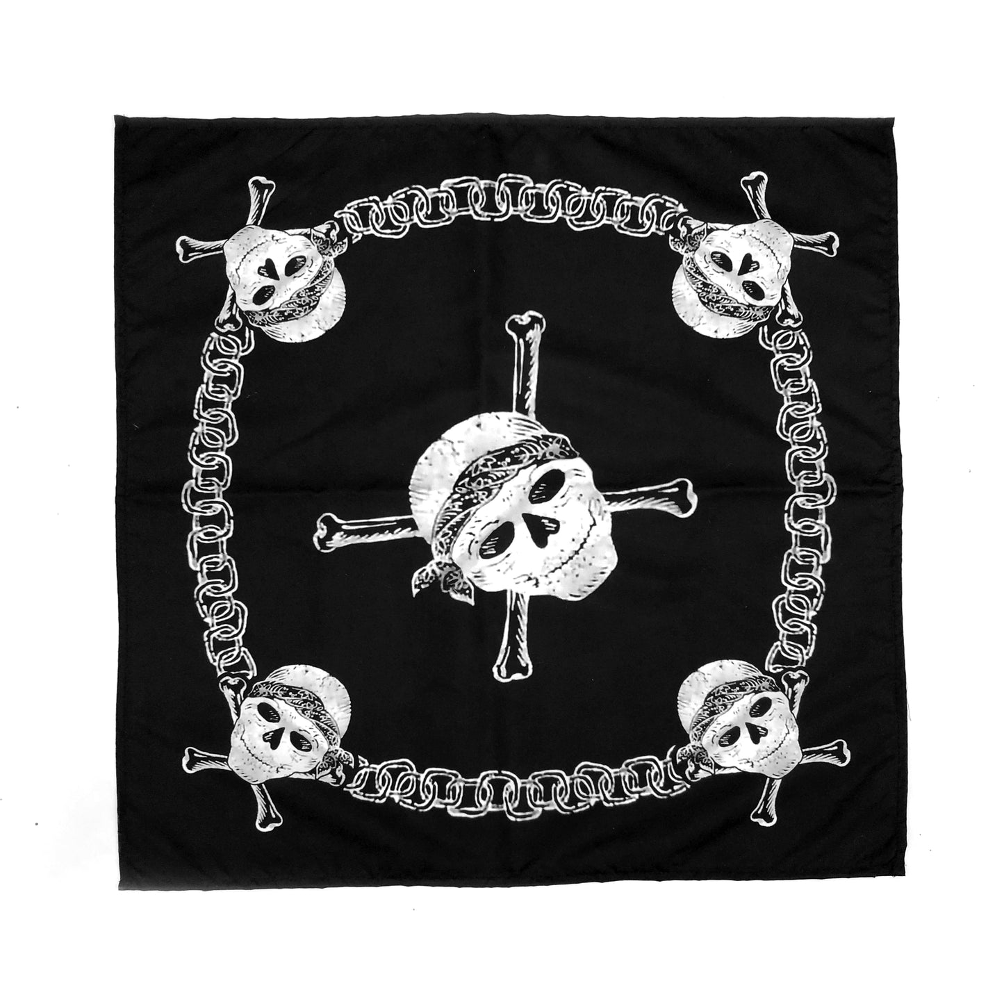 Eddie Munson Black Bandana with Skull and Chains Costume Cosplay Scarf