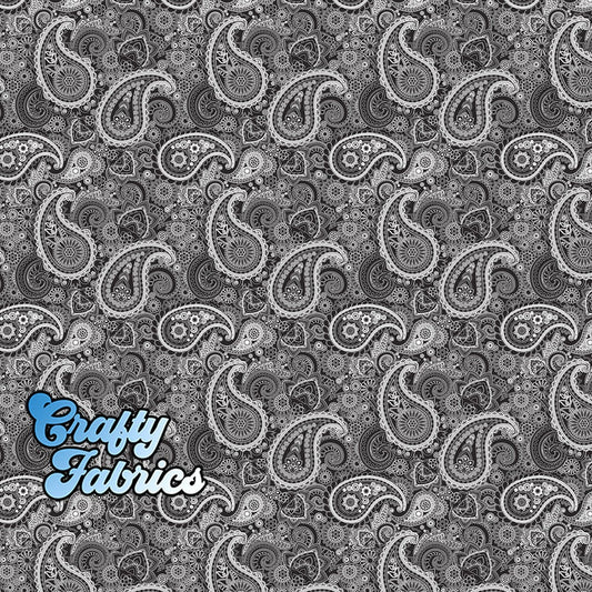 Black White Paisley Fabric Printed By the Yard, Half Yard or Fat Quarter