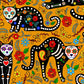 Mexican Cats Fabric Pattern, Calavera Cats Print, Day of the Dead Fabric By The Yard