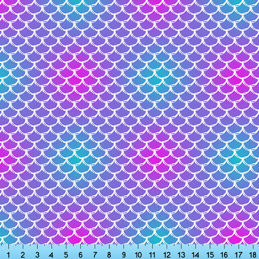 Mermaid Scales Hombre Fabric Printed By the Yard. Broadcloth, Poplin, Gabardine, Liverpool, for Clothing and Craft Projects.