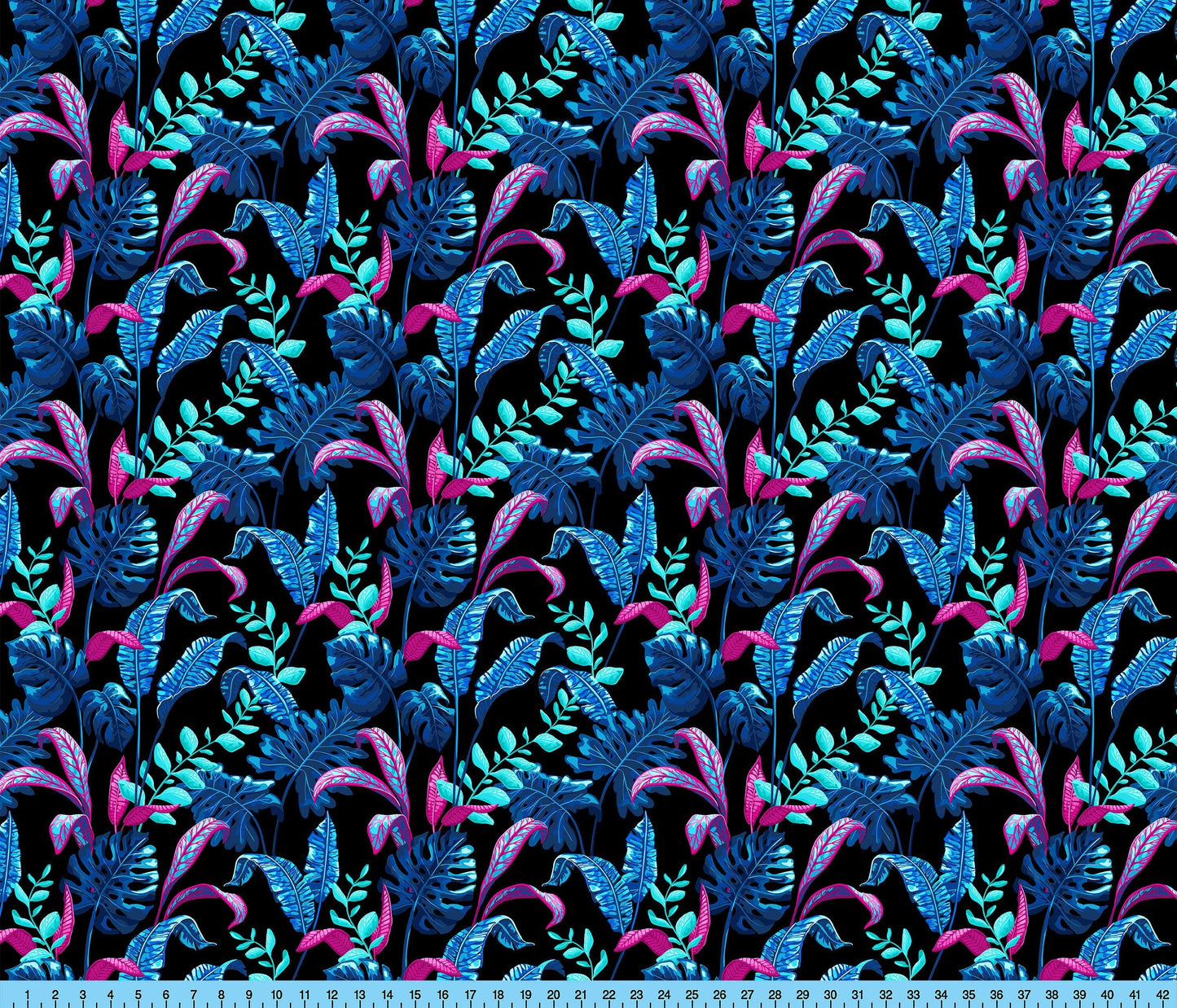 Blue Pink Floral Pattern Printed By the Yard