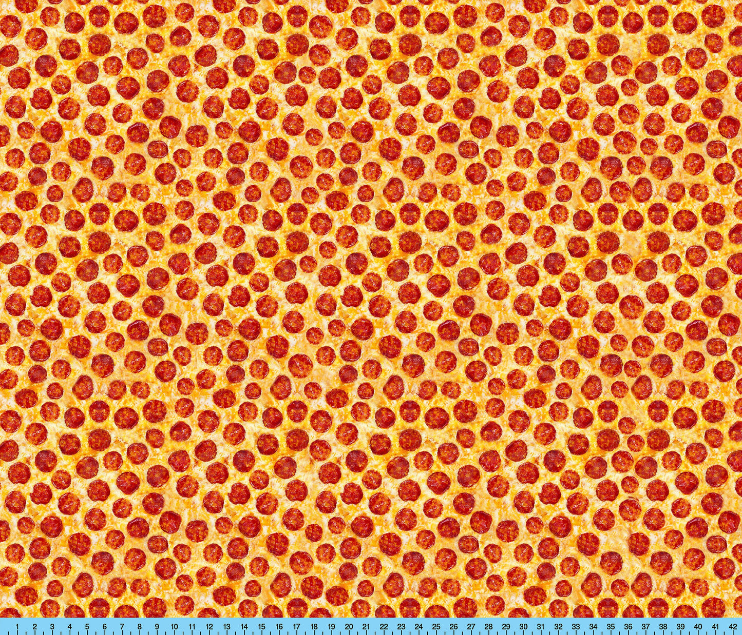 Pizza Fabric By The Yard, Realistic Pepperoni Slices on your choice of fabrics