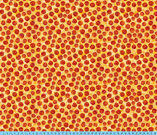 Pizza Fabric By The Yard, Pepperoni Pizza Slice Kitsch Hipster Food Fabric for Upholstery, Costumes, Tablecloths, Pillows