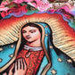 Our Lady of Guadalupe Print Fabric Pattern By the Yard, Saint Virgin Mary on Black Background