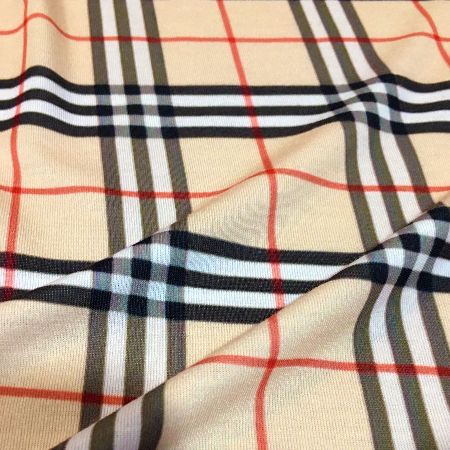 Beige Tartan Fabric, Tan Black White Plaid Fabric By The Yard