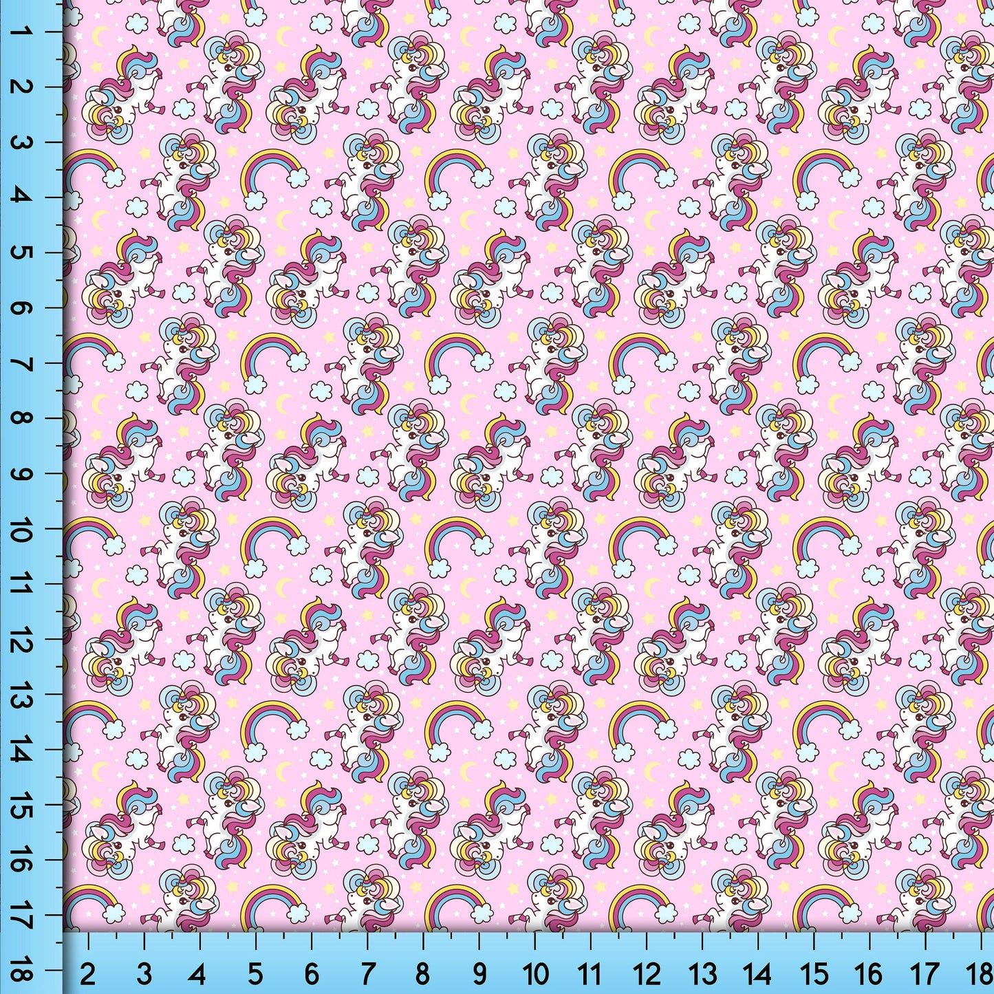 Unicorns and Rainbows Fabric Pattern, Pink Girls Fabric Design Printed By the Yard