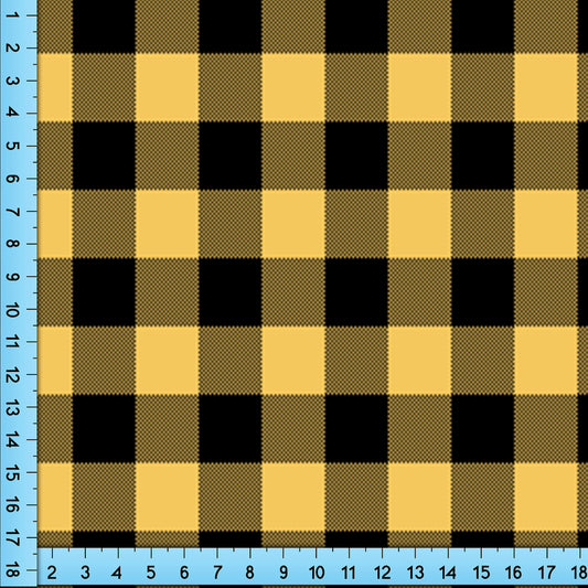 Black and Yellow Plaid Fabric Pattern, Buffalo Check Lumberjack Tartan Design Printed By The Yard