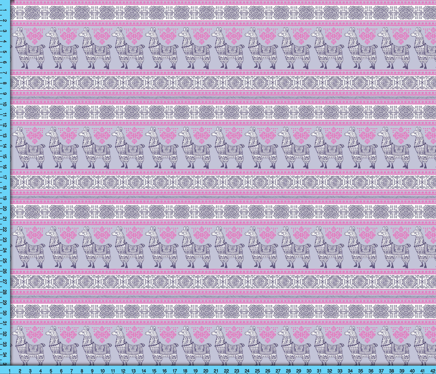 Alpaca Boho Fabric Pattern, Purple Llama Design Printed By the Yard