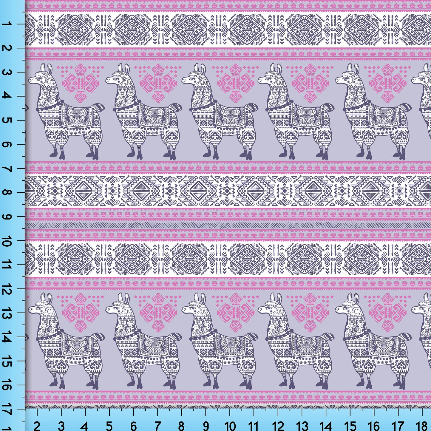 Alpaca Boho Fabric Pattern, Purple Llama Design Printed By the Yard