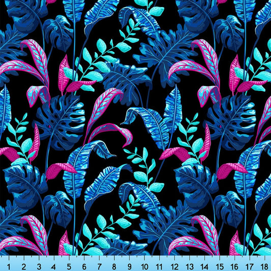 Blue Pink Floral Pattern Printed By the Yard