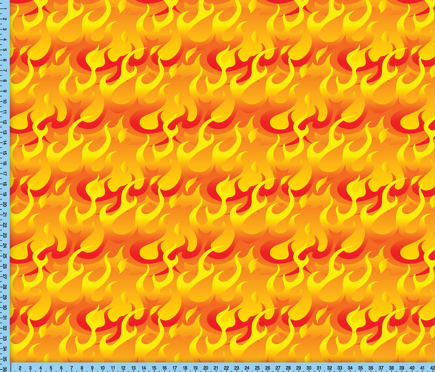 Yellow Flames Fabric Print, Tribal Tattoo Novelty Design Printed By the Yard for crafts, shirts, upholstery and masks