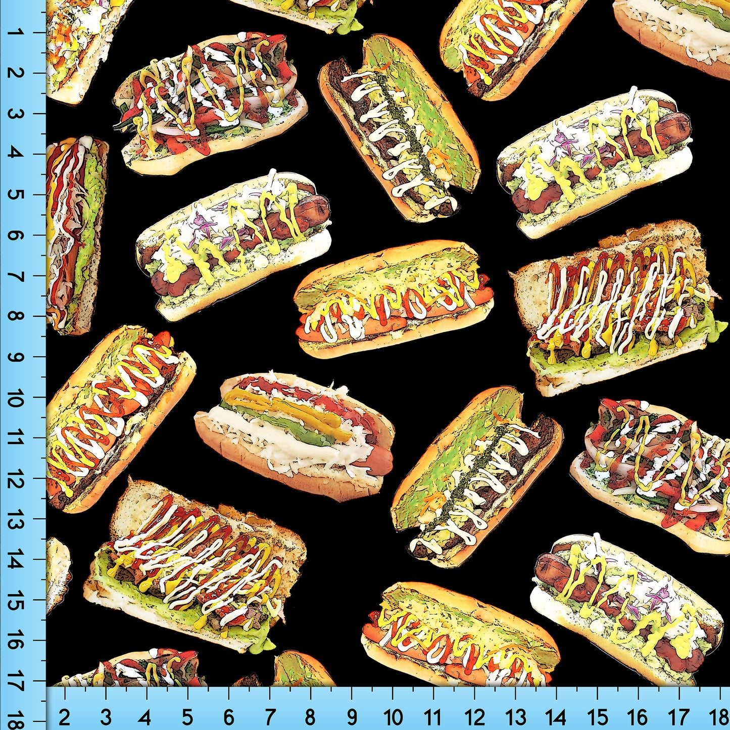 Shucos Hot Dog Fabric Print, Street Food Novelty Design Printed By the Yard featuring Guatemala Culture