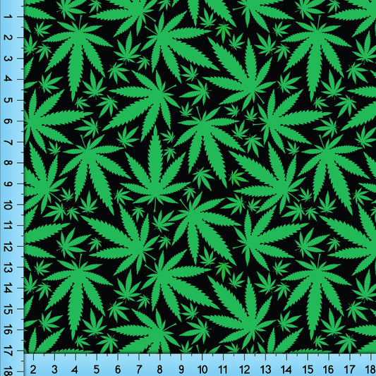 Cannabis Leaf Fabric By The Yard, Marijuana Leaf Fabric Printed By the Yard. Spandex, Broadcloth, Poplin, Gabardine, Liverpool, Satin
