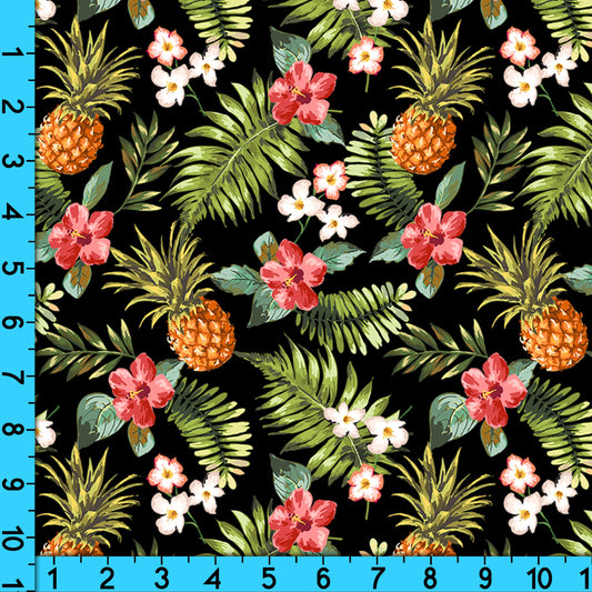 Vintage Tropical Pineapple Fabric Printed Pattern By the Yard