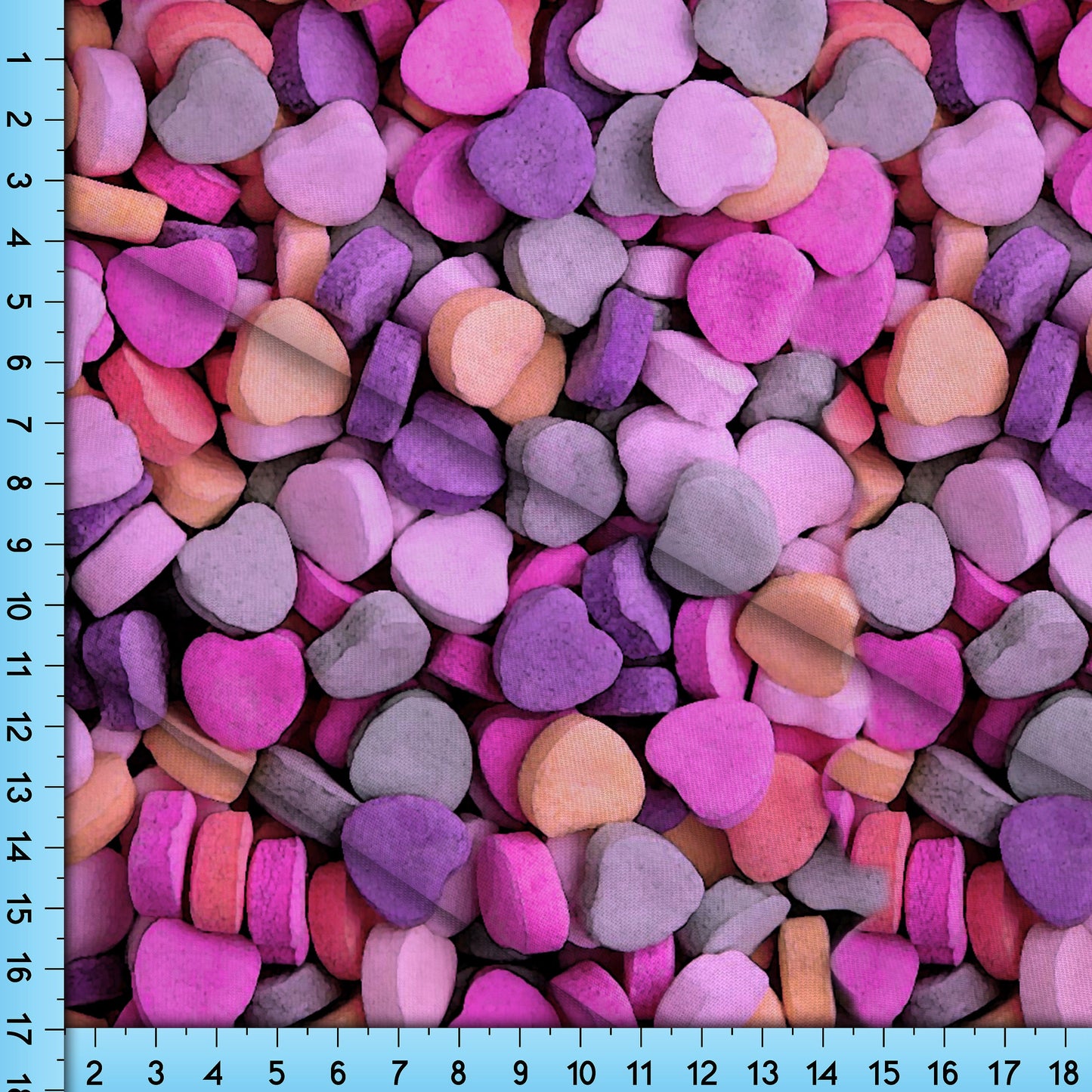 Candy Hearts Fabric By The Yard, Realistic Valentine Photo Fabric of I Love You Hearts Printed on the fabric of your choice, Mask Fabric