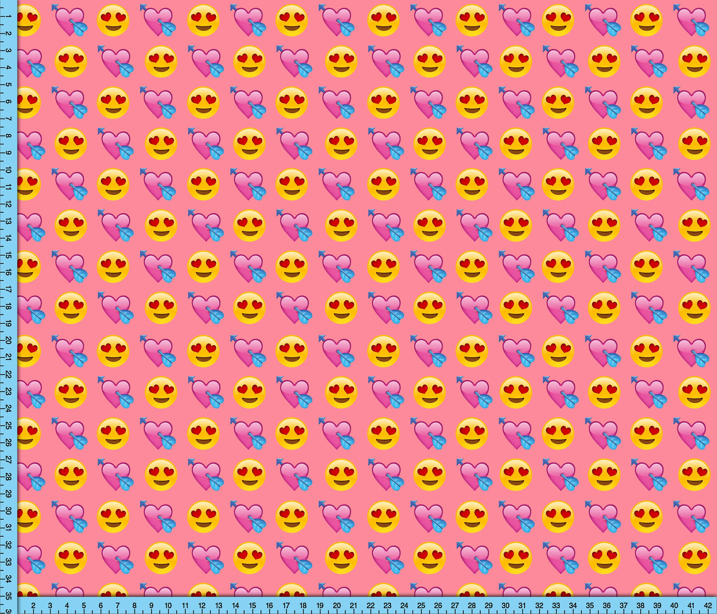 Valentine's Day Heart Eyes Emoji Fabric By The Yard, Cute Pink Heart Eyes, Mask Fabric, Craft, Home Decor, Costume