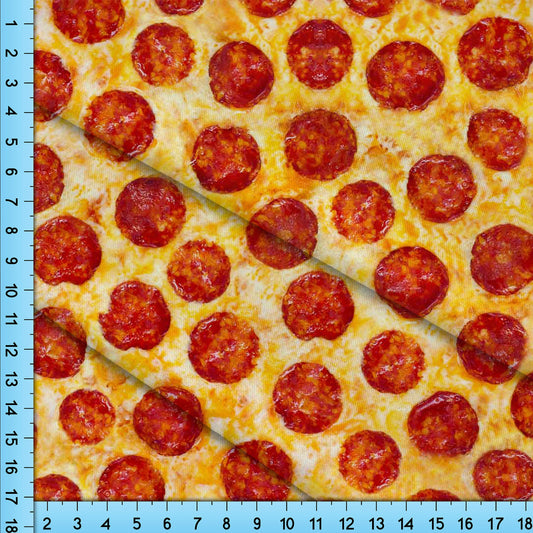 Pizza Fabric By The Yard, Pepperoni Pizza Slice Kitsch Hipster Food Fabric for Upholstery, Costumes, Tablecloths, Pillows