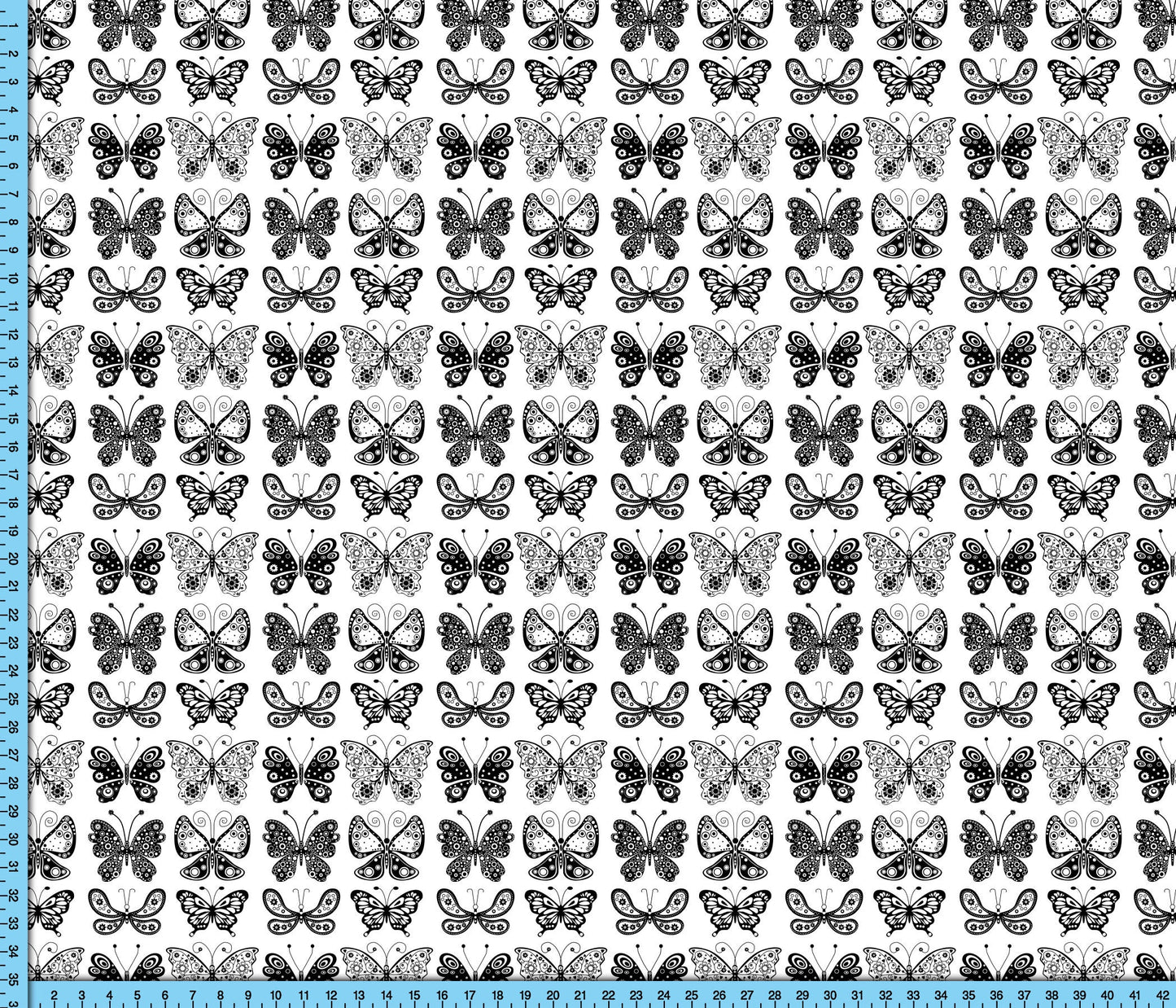 Butterfly Fabric, Black and White Butterflies on White.  Cottagecore Design for Crafts, Upholstery, Clothing