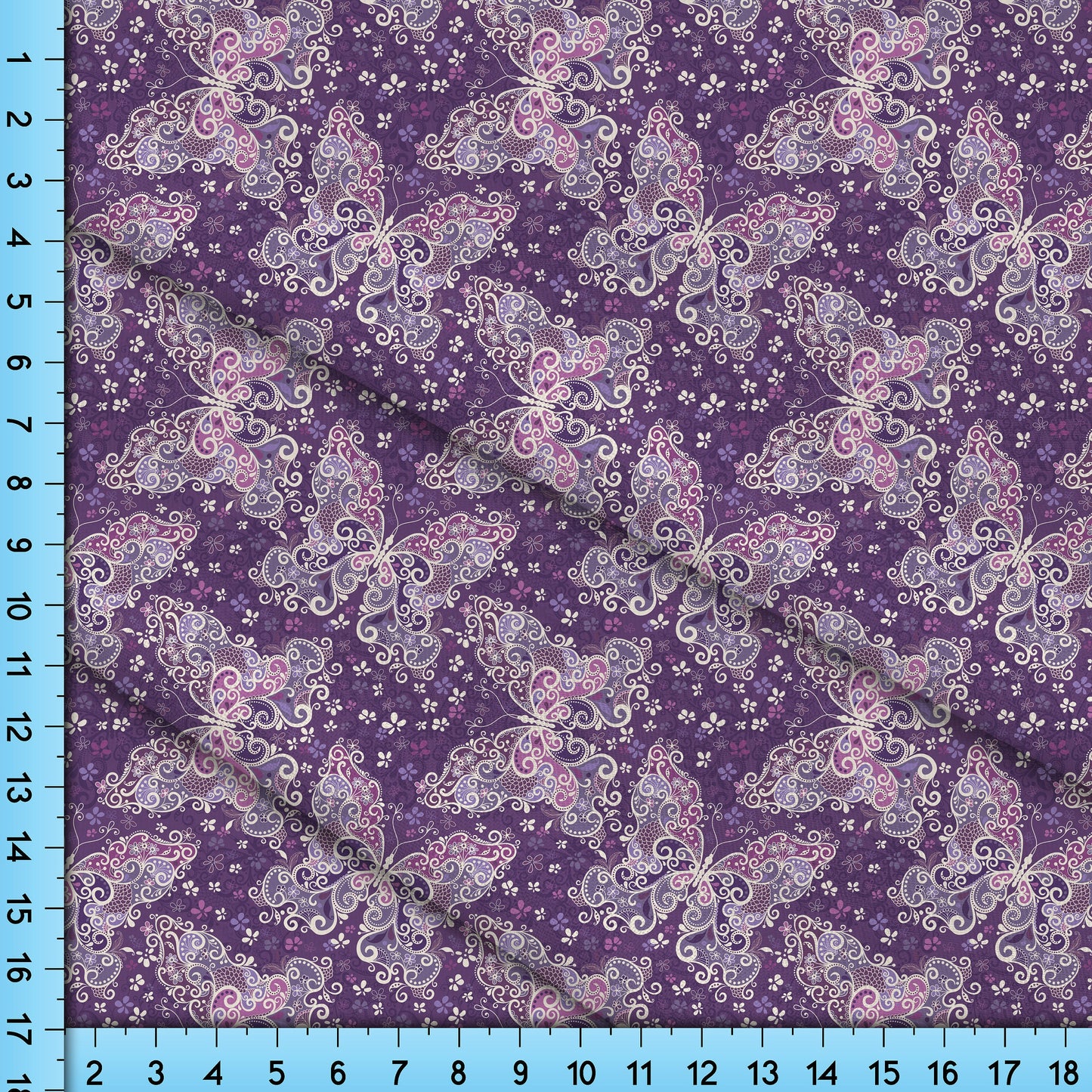 Purple Butterfly Fabric Cottagecore Design for Crafts, Upholstery, Clothing