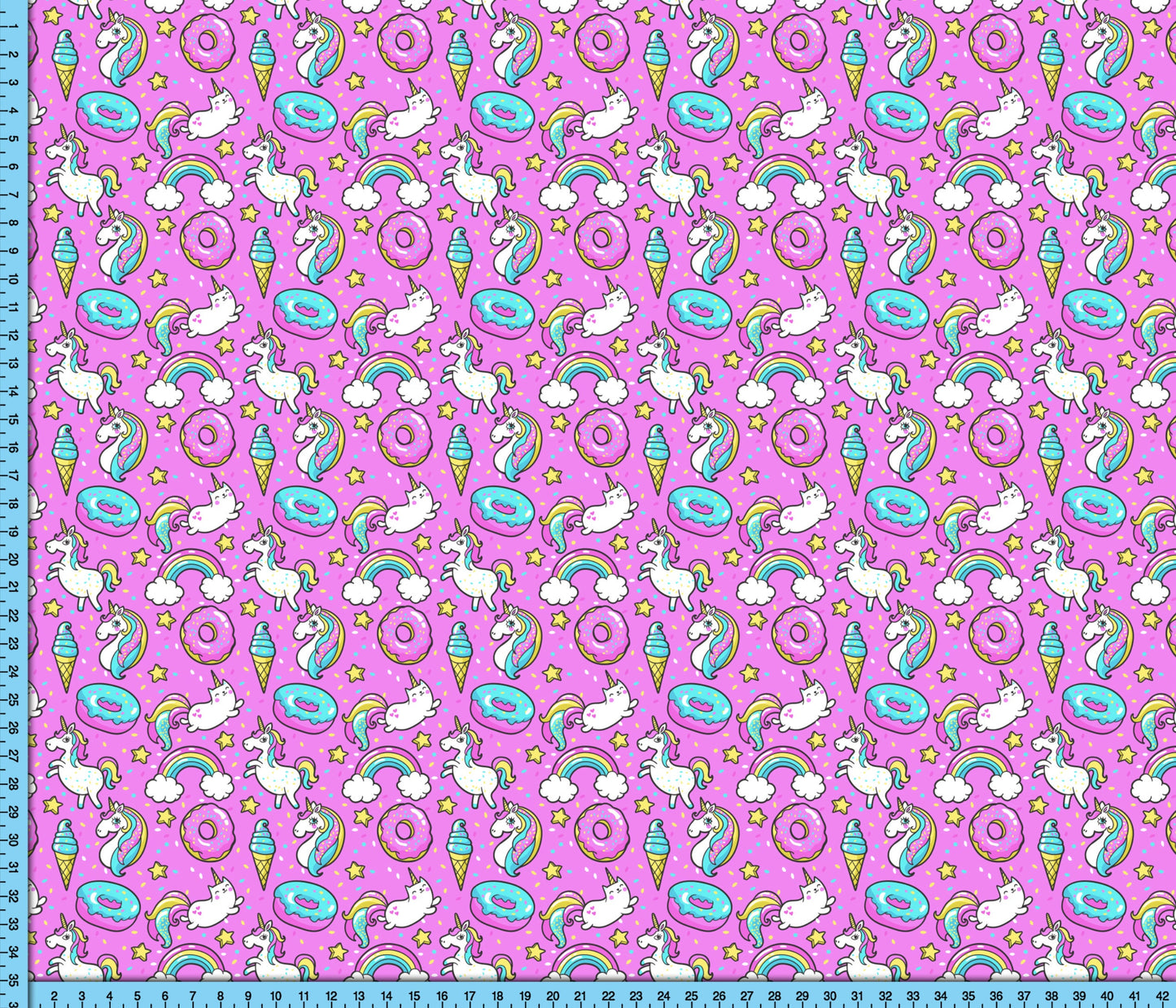 Pink Unicorns and Donuts Fabric Printed By the Yard