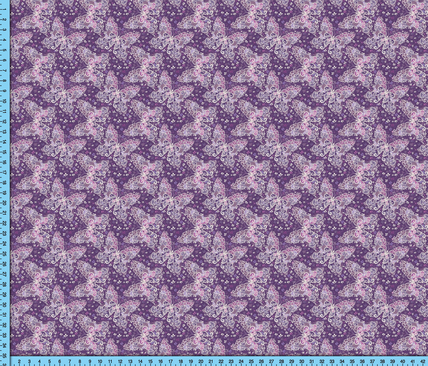 Purple Butterfly Fabric Cottagecore Design for Crafts, Upholstery, Clothing