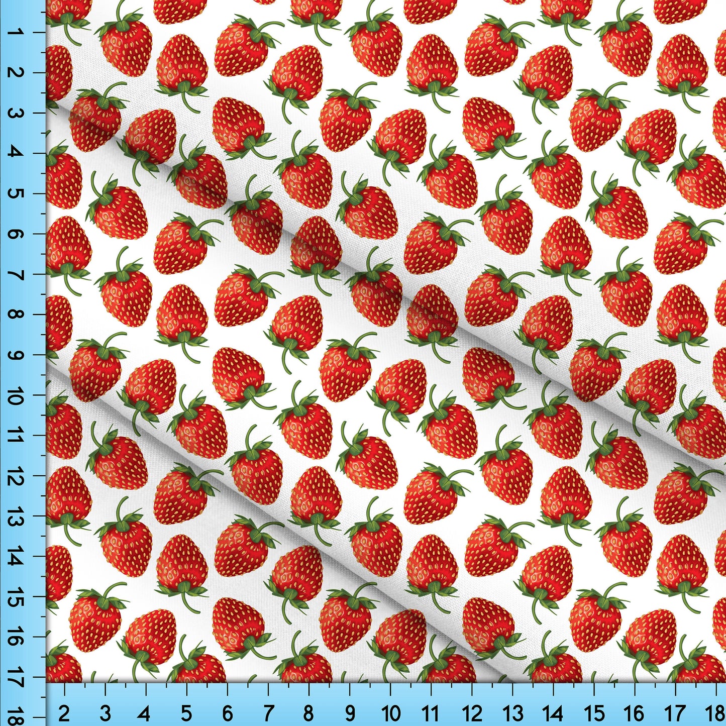 Fresh Red Strawberry Fabric Print, Fruit Pattern By the Yard or Fat Quarter for masks, clothing, craft projects