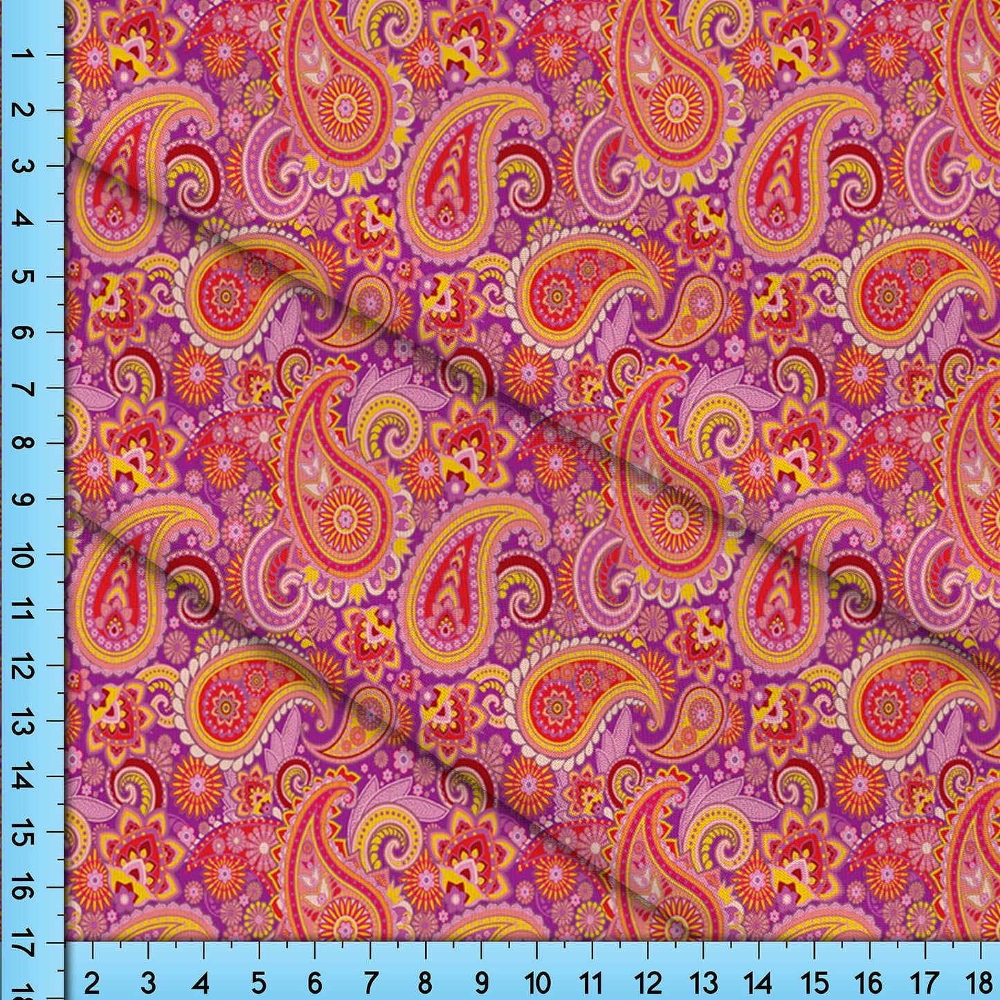Orange Purple Paisley Fabric Printed By the Yard, Half Yard or Fat Quarter