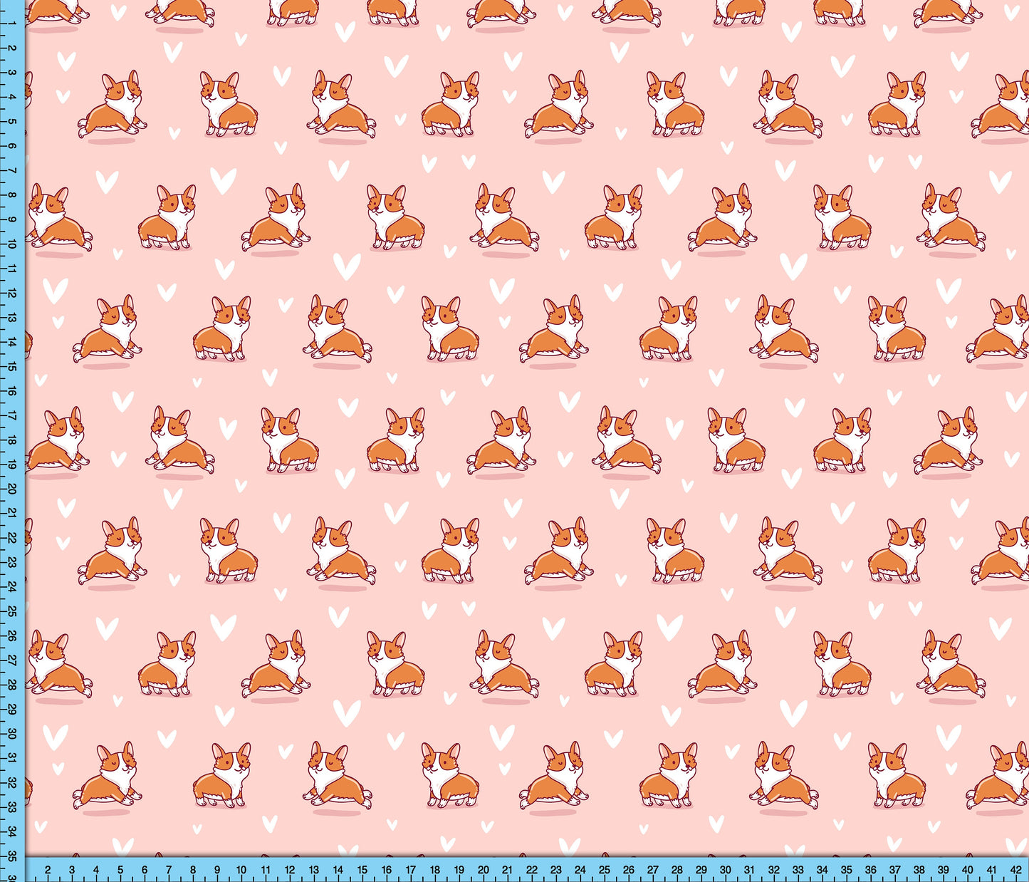 Corgi Dog Fabric By The Yard, Pink background design Custom Printed on the fabric of your choice
