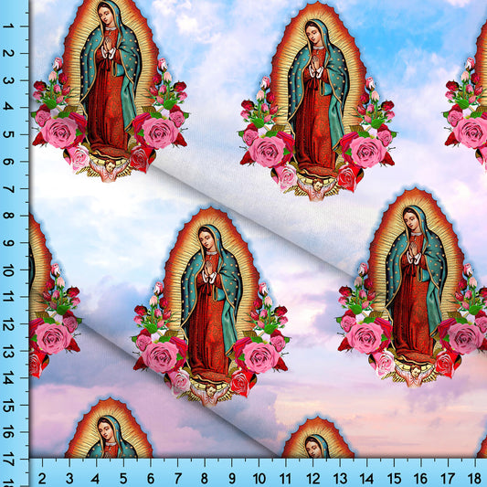 Virgin Mary Fabric, Our Lady of Guadalupe Fabric By The Yard