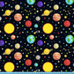 Solar System Stars Fabric By The Yard, Planets and Space Pattern, Custom Printed on the fabric of your choice