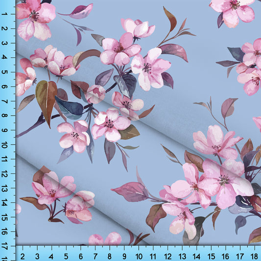 Cherry Blossom Floral Fabric Pattern, Flower Design Printed By the Yard for Crafts, Shirts, Masks