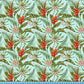 Ginger Flowers Fabric, Green Floral Pattern Printed By the Yard
