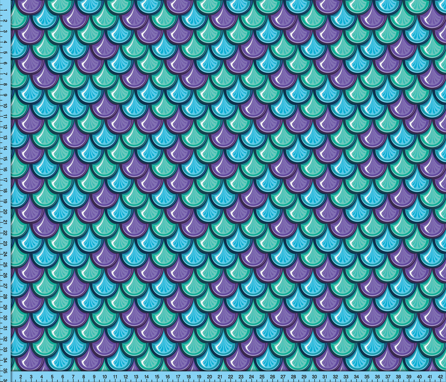 Mermaid Scales Fabric Blue, Purple, Green Deco Pattern Printed By the Yard. Satin, Poplin, Gabardine, Liverpool for Craft Projects.