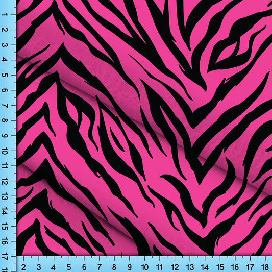 Pink Tiger Stripes Fabric By The Yard, Black and Fuchsia Pink Pattern Printed on the fabric of your choice