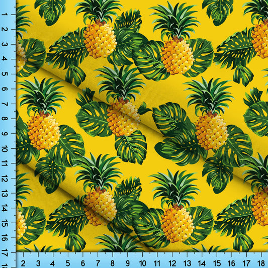 Tropical Pineapples Fabric Pattern Printed By the Yard