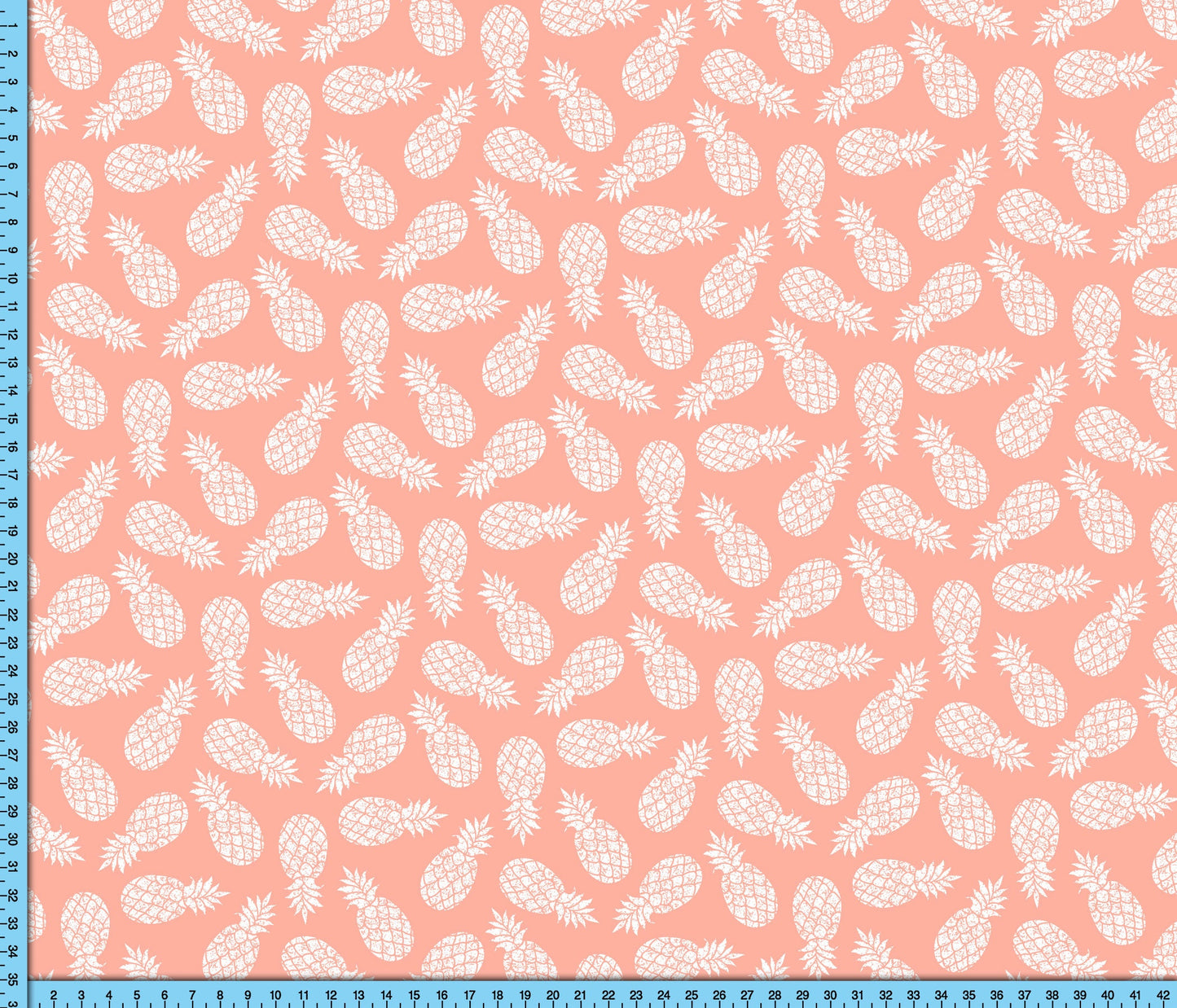 Pink Pineapple Fabric, Vintage Style Tropical Woodcut Print on choice of fabrics By the Yard