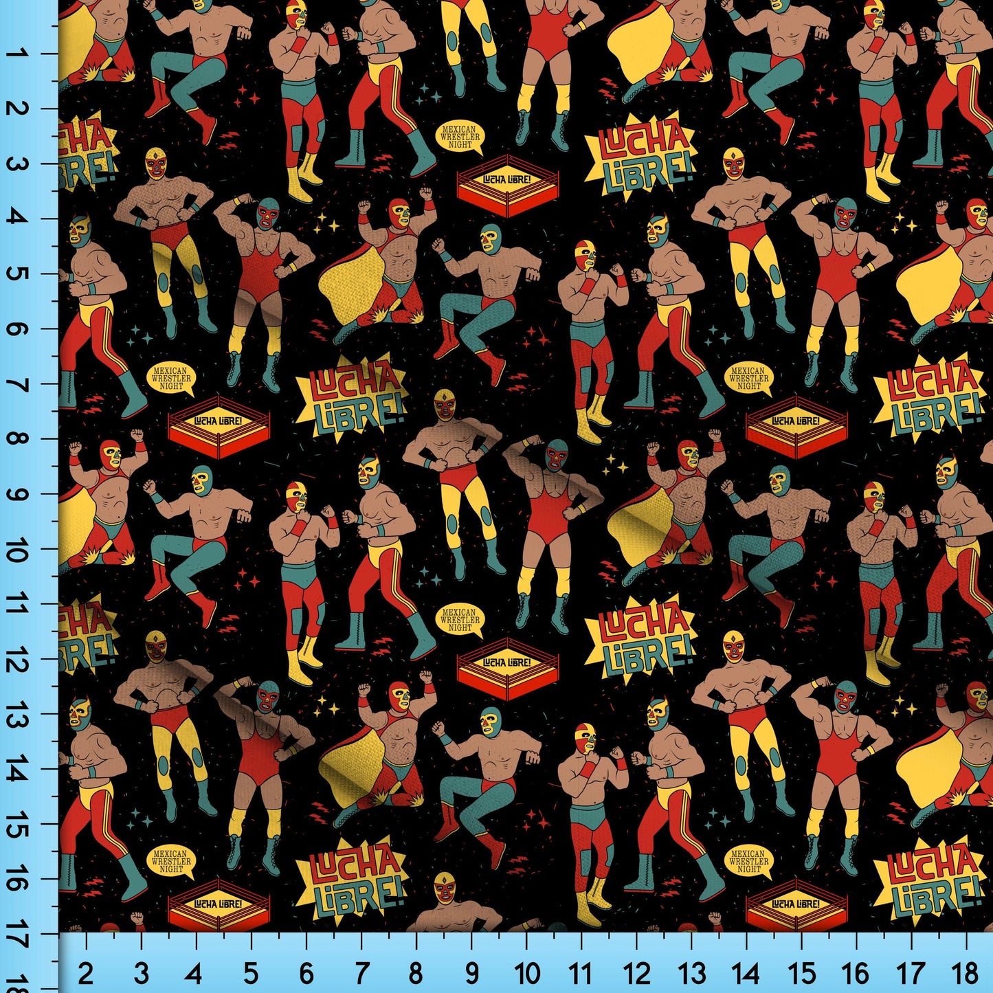 Lucha Libre Mexican Wrestler Fabric By The Yard